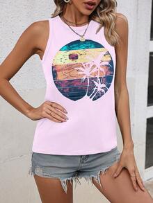 Breezaya Top tank con estampado tropical - Rosa - Ver 3