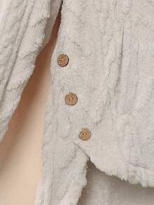 Mulvari 大碼前紐扣連帽外套 - 杏色 - 查看 5