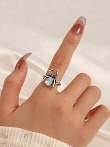ROMWE Goth 1 Miếng Mốt Hợp kim kẽm Trang trí nhện Nhẫn Đối với phụ nữ Để Trang Trí Hàng Ngày - Bạc - Xem 1