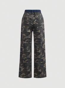 SHEIN Teen Girl Camo Print Straight Leg Jeans