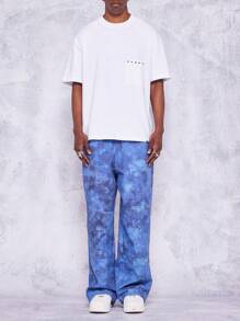 SUMWON Loose Fit Baggy Jeans With All Over Print - Blue - View 4