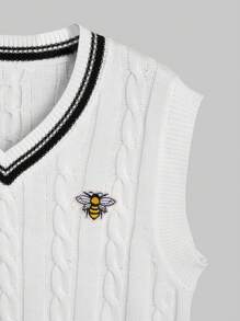 Emma Jane Creative 女士v領針織毛衣背心 - 杏色 - 查看 4