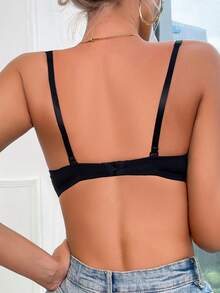 Floral Lace Underwire Bra - Black - View 2