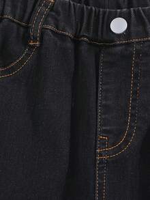 SHEIN Explorewe Young Girl 2pcs Solid Slant Pocket Jeans - Multicolor - View 5