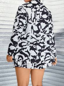 Celure 大碼滿版印花西裝外套&短褲 - 白色 - 查看 2