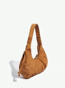 SHEIN SXY Ladies' Shoulder Bag Fold Drawstring Zipper Orange Polyester - Orange - View 3