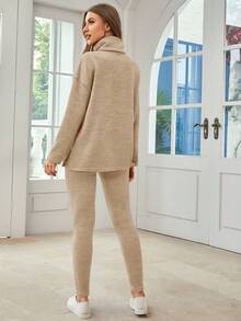 SHEIN Essnce 高領落肩T恤&緊身打底褲