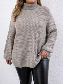 SHEIN CURVE+ Talla grande Jersey cuello alto de hombros caídos