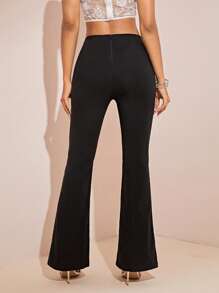 SHEIN Allurite Women's Fashionable Elegant Crystal Decor Hollow Out Slim Flare Pants