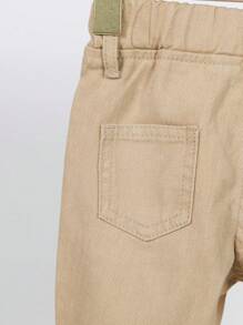 女嬰破洞毛邊牛仔褲 - 卡其色 - 查看 6