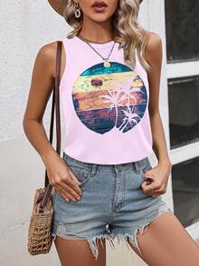 Breezaya Top tank con estampado tropical - Rosa - Ver 6