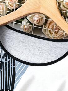 SHEIN LUNE 大碼圖案印花T恤 - 黑色 - 查看 3