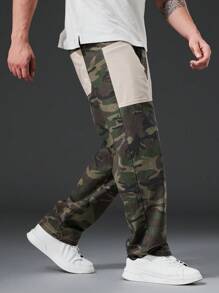 Manfinity Roughcore Men Plus Camo Print Straight Leg Jeans