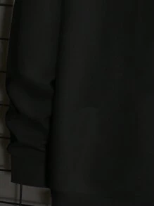 GENTILAND Men Bear & Letter Graphic Drawstring Hoodie - Black - View 5