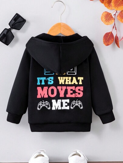 Chico joven Capucha con estampado de slogan