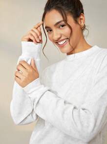 Lifespree Solid Drop Shoulder Sports Sweatshirt - Multicolor - View 3