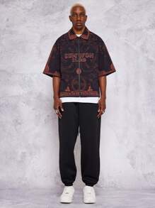 SUMWON Boxy Fit Zip Nylon Shirt With All Over Print - Multicolor - View 3