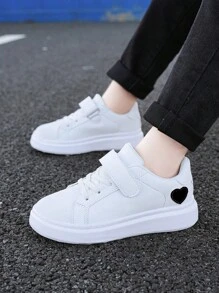 Kids' Sports Shoes, Pu Material, Outdoor Comfortable Breathable, Anti-slip, White Sneakers, Running Shoes