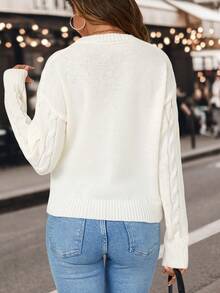 SHEIN Frenchy Jersey tejido de cable de hombros caídos