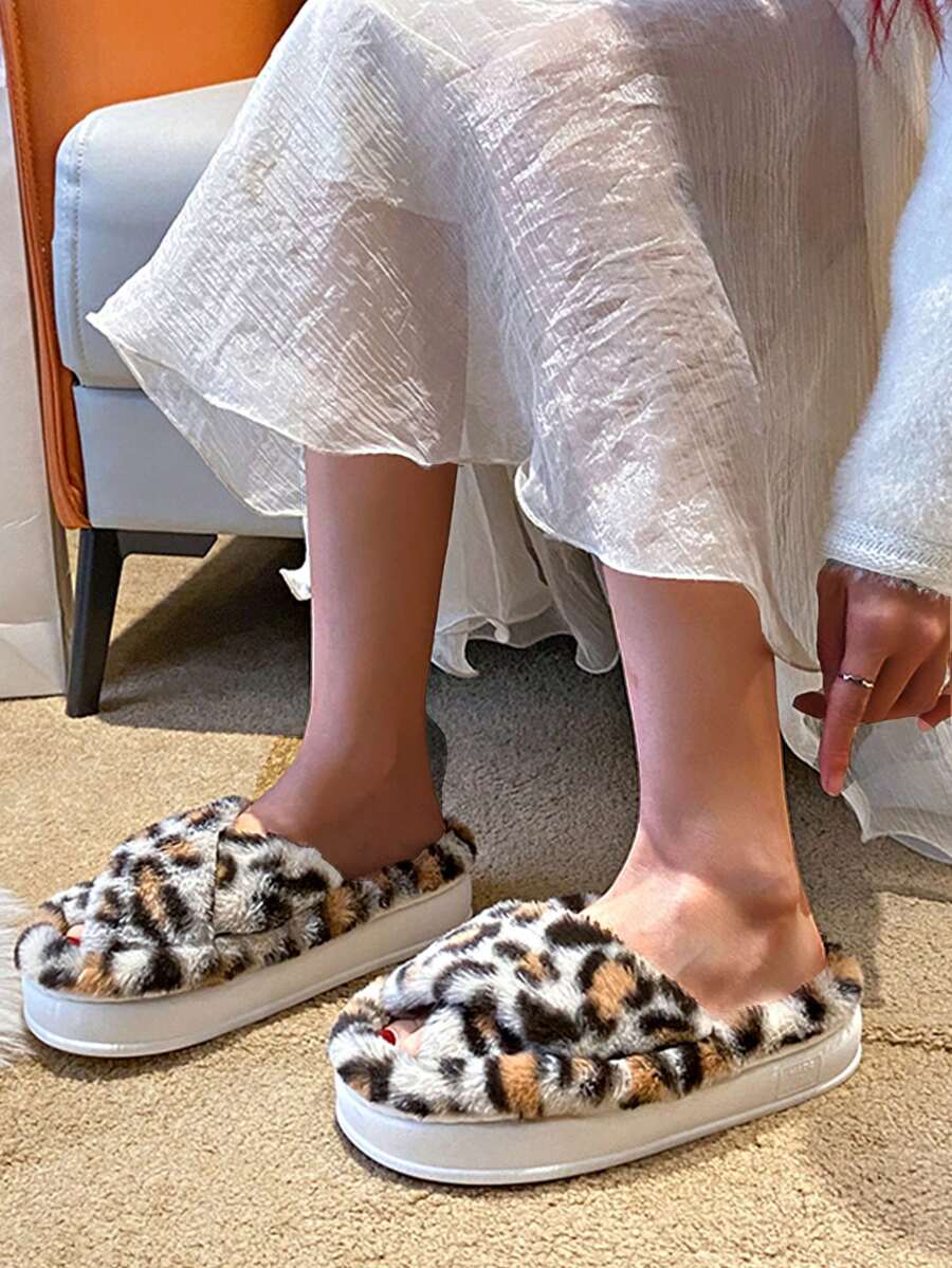 Women's Leopard Print Home Slippers - Beige - View 1