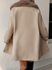 SHEIN LUNE Plus Borg Collar Dual Pocket Overcoat - Mocha Brown - View 2