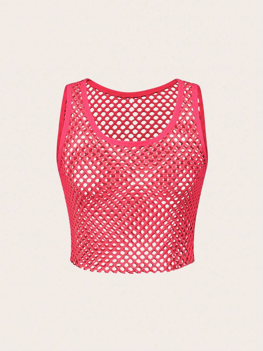 VaVaBold Hollow Out Tank Top - Pink - View 1