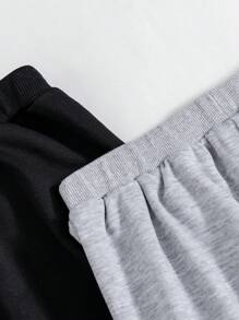 SHEIN 青少年男孩2入組腰部抽繩衛褲