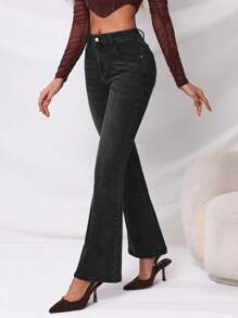SHEIN Privé Hoge taille Jeans met brede pijpen