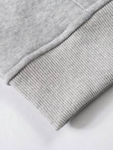 男士纯色袋鼠口袋运动卫衣 - 灰色 - 查看 5