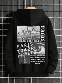 Manfinity EMRG Nam Đồ họa Khẩu hiệu Dây rút Hoodie - màu đen - Xem 2