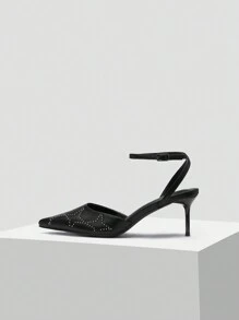 MOTF PREMIUM STAR STUDDED ANKLE STRAP HEELS - Black - View 2