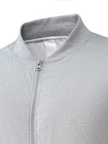 Manfinity Homme Men's Loose Fit Zip Up Bomber Jacket - Grey - View 5