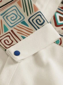 Manfinity Lỏng lẻo phù hợp Nam In Địa lý Đã vá Túi Nút phía trước Áo khoác - Màu be - Xem 4