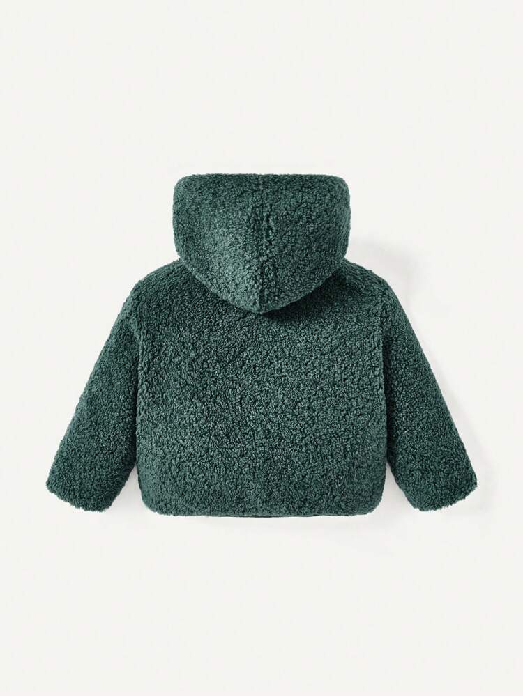 Baby Boy Button Front Teddy Hooded Coat