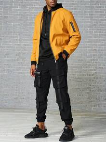 Calvornis Hombres Cazadora tipo bomber con cremallera sin camiseta - Naranja - Ver 6