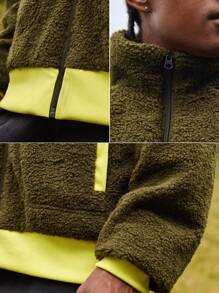 In My Nature Men Zip Up Contrast Trim Teddy Jacket