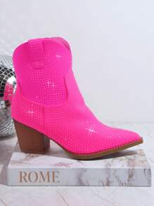 SHUZIA Minimalist Slip On Chunky Boots - Hot Pink - View 4
