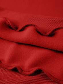 Manfinity Hypemode 男裝寬鬆保暖運動衫,印有熊和字母圖形和下墜式設計肩線 - 紅色 - 查看 3