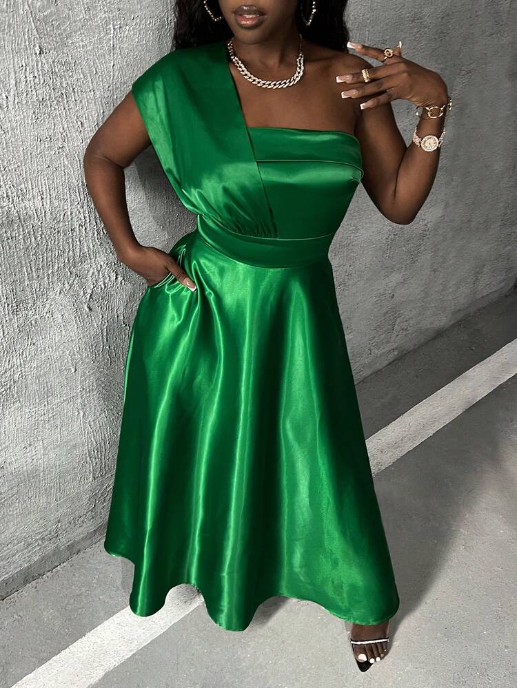 One Shoulder Satin Dress
