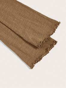 Bohemela Lettuce Trim Trumpet Sleeve Tee - Camel - View 7