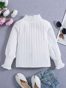 SHEIN Cô Gái Trẻ Lá sen tỉa Cổ giả Áo thun - trắng - Xem 2