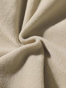 Manfinity Homme 宽松版型男士登山图案抓绒四分之一拉链卫衣，适合秋冬季节，长袖上衣 - 杏色 - 查看 5