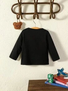 Đứa bé gái Đồ họa Khẩu hiệu Áo thun - màu đen - Xem 2