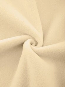 SHEIN EZwear 大碼字母圖案加絨內裏運動衫 - 卡其色 - 查看 3