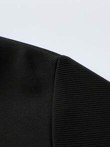 Men Solid Button Up Shawl Collar Slant Pocket Sweatshirt - Black - View 5