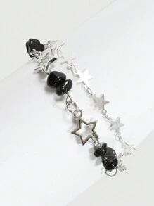 ROMWE Goth 2入組時尚銅合金星星&石頭裝飾手環適合女士日常裝飾 - 彩色 - 查看 2