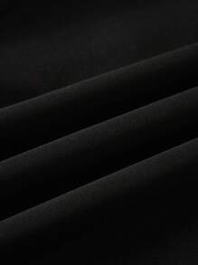 SHEIN EZwear 大碼標語圖案落肩袖運動衫 - 黑色 - 查看 5