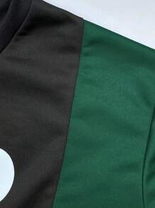 Manfinity LEGND 男士大码字母圖案撞色落肩袖運動衫 - 綠色 - 查看 5