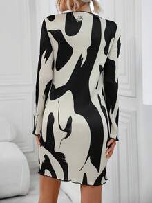 SHEIN Clasi Graphic Print Boat Neck Bodycon Dress - Multicolor - View 2