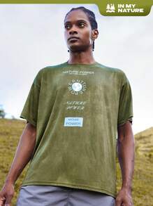 In My Nature 男士字母圖案帶扣細節T恤 - 綠色 - 查看 1